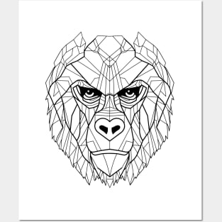 Geometric Gorilla Portrait: Angular Artistry Posters and Art